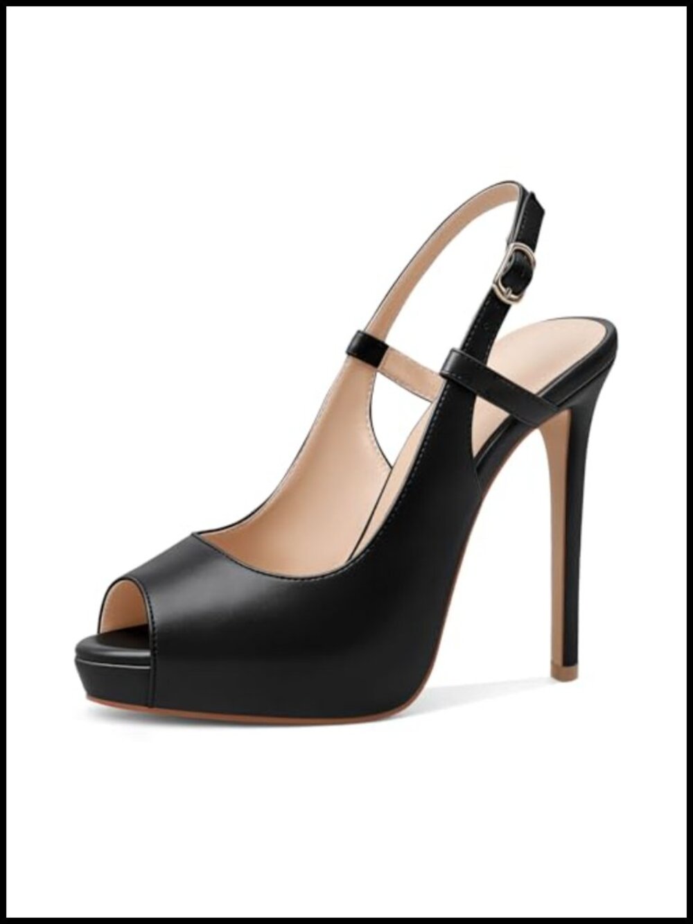 Women's Peep Toe Platform Slingback Pumps 5" Stiletto Heels Party Wedding